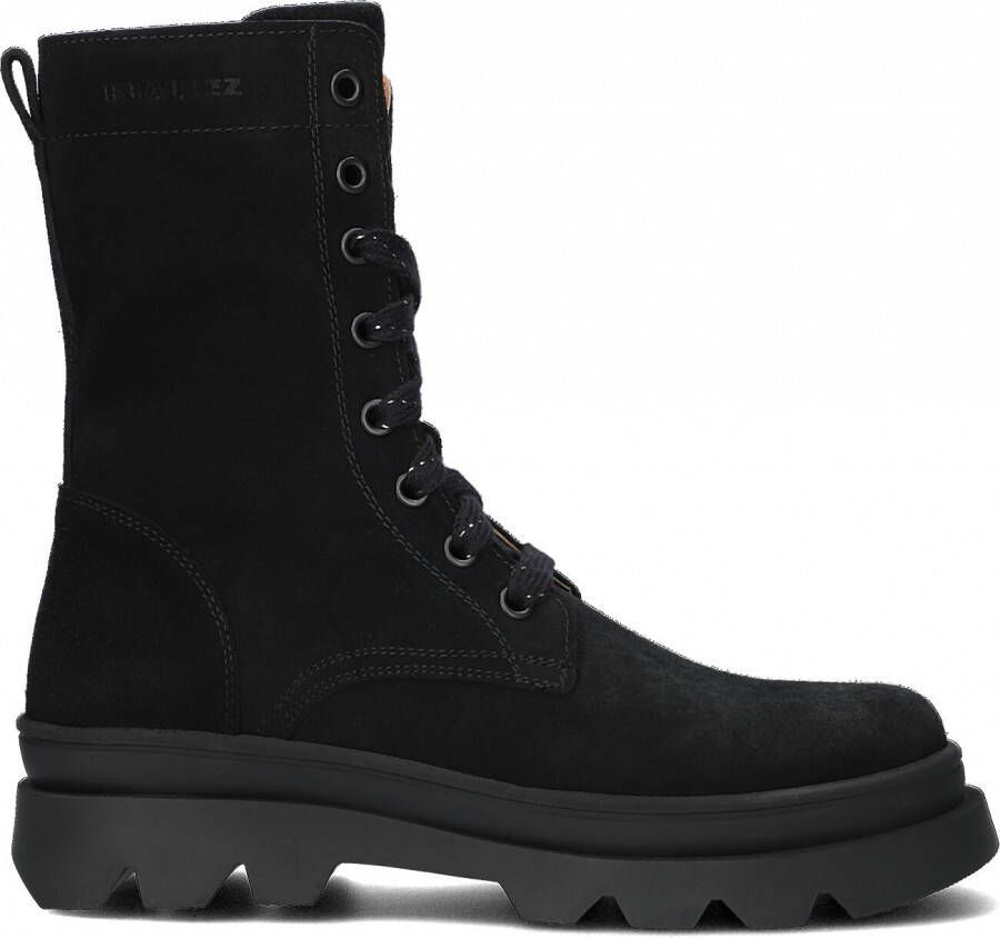 Braqeez 422723-589 Meisjes Veterboots Zwart Suède Veters