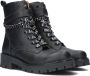 Braqeez 422788-589 Meisjes Biker Boots Zwart Leer Veters - Thumbnail 1