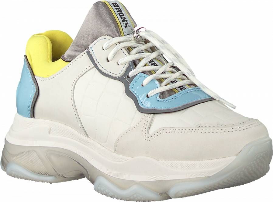 Bronx Baisley leren chunky sneakers wit blauw geel