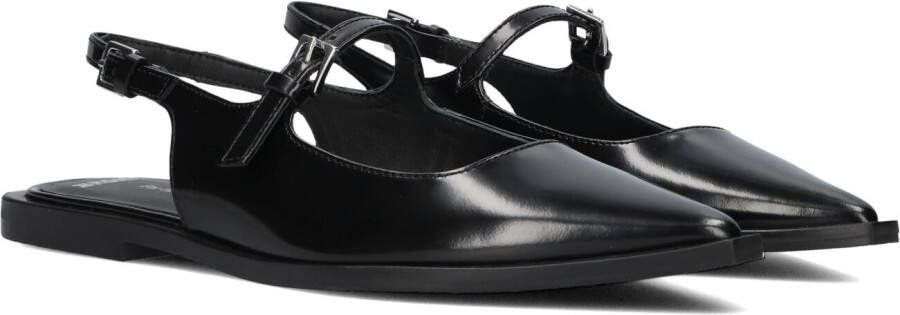 BRONX Laur-Ynn leren slingback loafers zwart