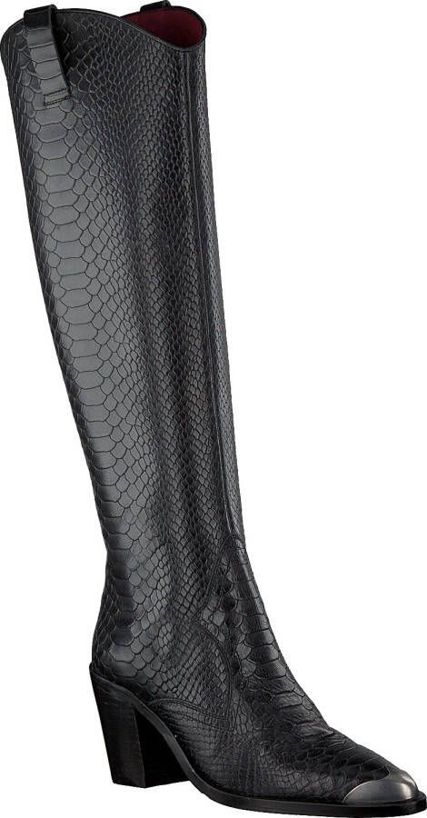 Bronx New-Americana-Low Metal Toe leren cowboylaarzen slangenprint zwart
