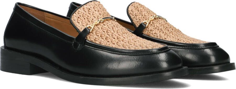 Bronx Zwarte Leren Loafers met Stijlvolle Details Black Dames