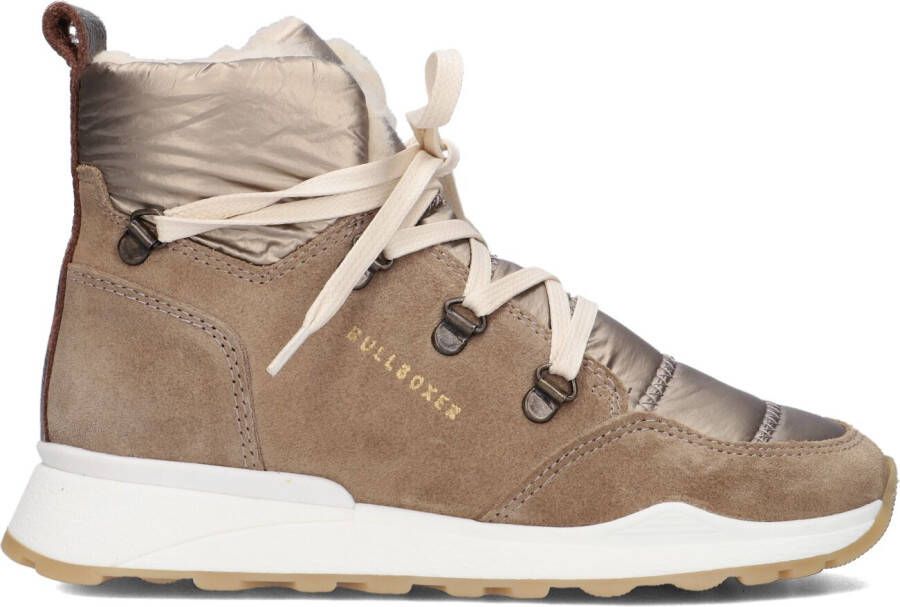 Bullboxer Beige Suède Enkelboots met Stijlvolle Details Beige