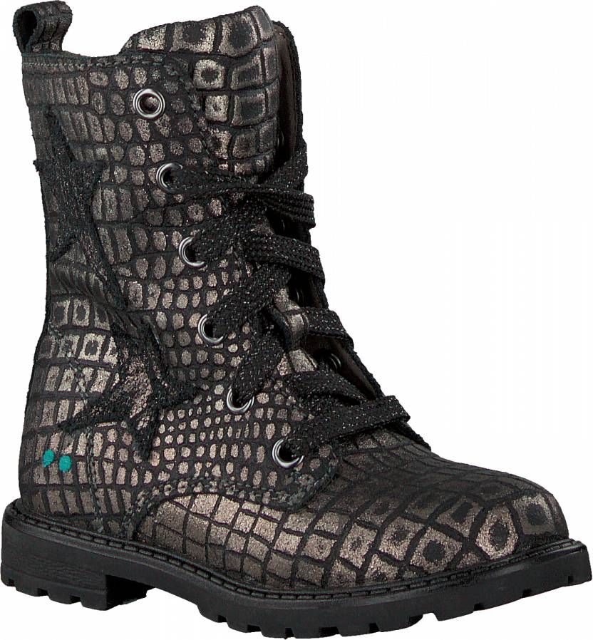 BunniesJR Bunnies JR 220861-592 Meisjes Biker Boots Zilver Print Leer  Veters - Schoenen.nl