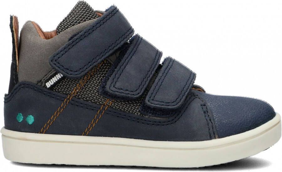BunniesJR Bunnies JR Patrick Pit Jongens Hoge Sneakers Blauw Leer Klittenband