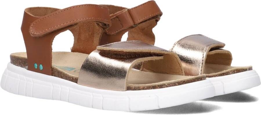 BunniesJR Bregje Beach Meisjes Platte Sandalen Cognac Imitatieleer Klittenband