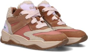Bunnies JR 223844-213 Meisjes Hoge Sneakers Bruin Lila Oranje Leer Veters