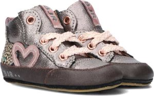 BunniesJR Bunnies JR 221520-992 Meisjes Babysneakertjes Grijs Roze Leer Veters