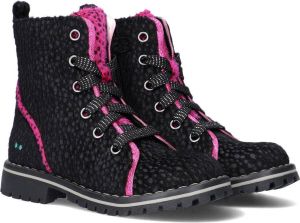 BunniesJR Bunnies JR 221938-792 Meisjes Biker Boots Zwart Roze Print Imitatieleer
