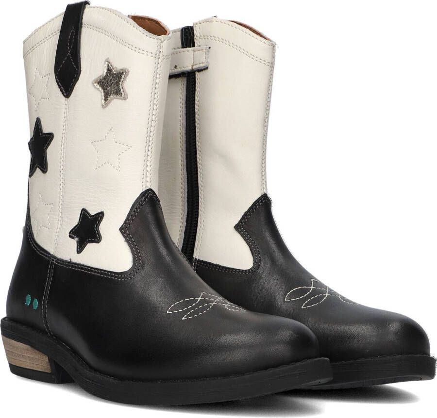 BunniesJR Bunnies JR 223826-589 Meisjes Cowboy Boots Zwart Wit Leer Ritssluiting