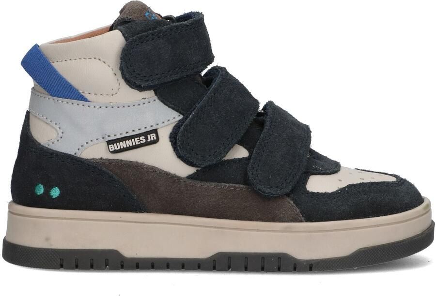 BunniesJR 225991-429 Jongens Hoge Sneakers Blauw Leer Klittenband Met Rits