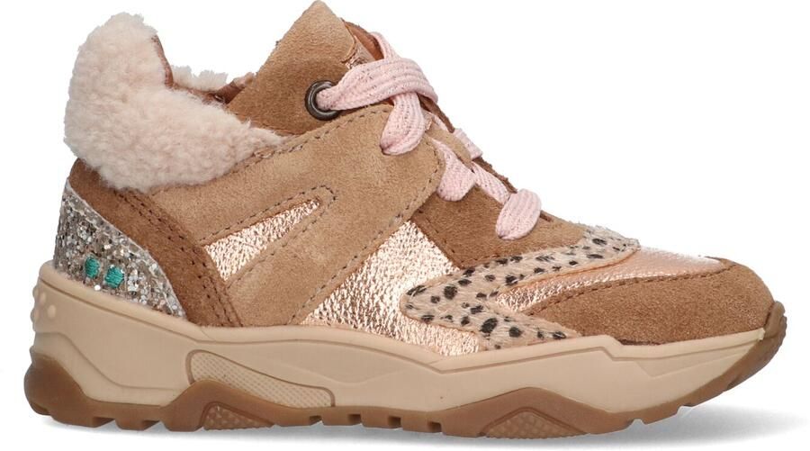 BunniesJR 225844-414 Meisjes Hoge Sneakers Bruin Leer Veters
