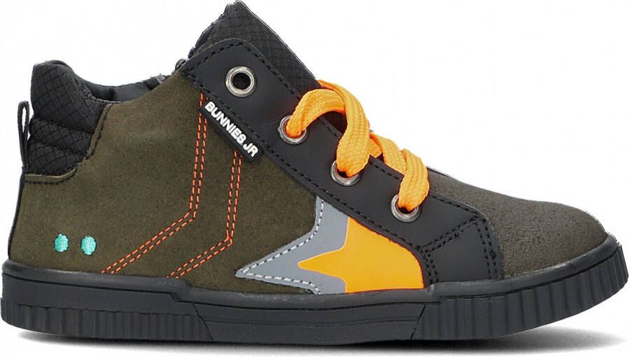 BunniesJR Bunnies JR 221663-569 Jongens Hoge Sneakers Groen Oranje Leer Veters