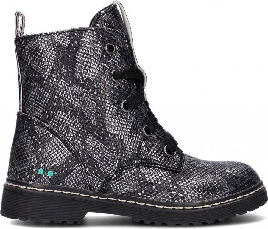 BunniesJR Bunnies JR 221932 792 Meisjes Biker Boots Zilver Print Imitatieleer Veters