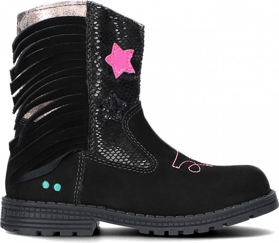 BunniesJR Bunnies JR 221788-589 Meisjes Cowboy Boots Zwart Roze Leer Ritssluiting