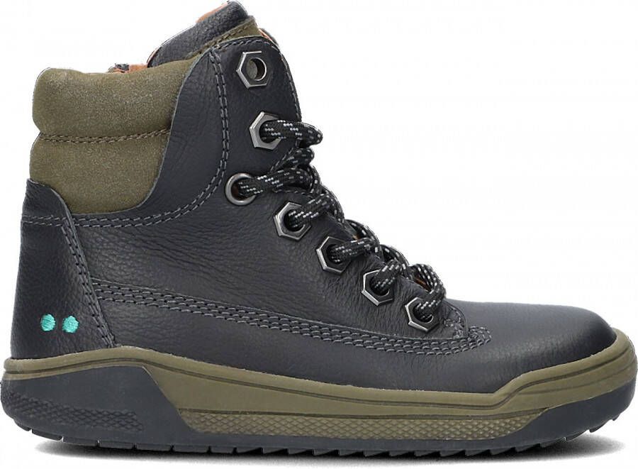 BunniesJR Bunnies JR Remco Rock Jongens Hoge Sneakers Zwart Leer Veters