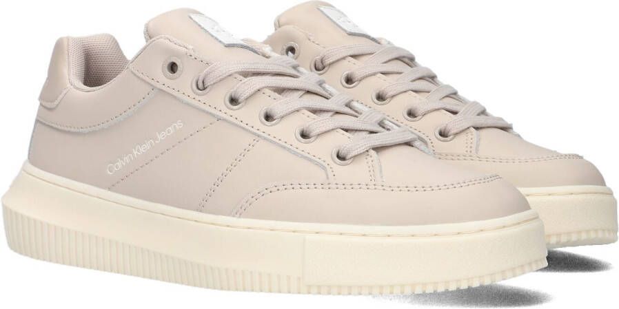 Calvin Klein Chunky Cupsole Badge Lage sneakers Leren Sneaker Dames Beige