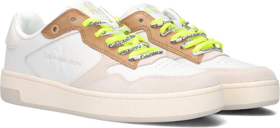 Calvin Klein Witte Lage Sneakers Basket Cupsole Fluo Contrast