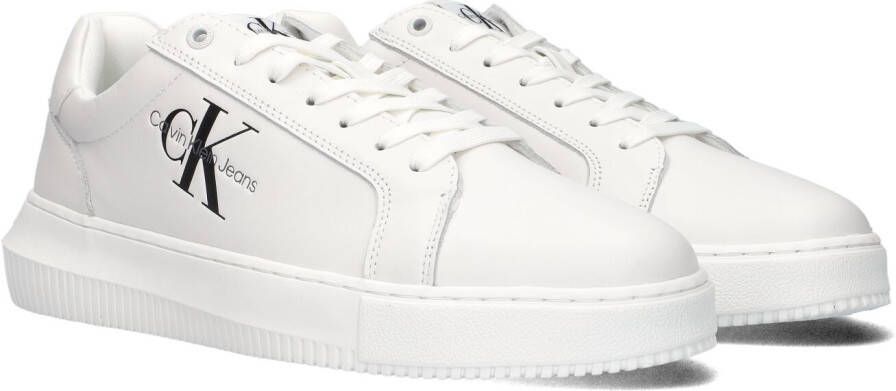 Calvin Klein Essentiële witte sneakers met blauwe details White Heren
