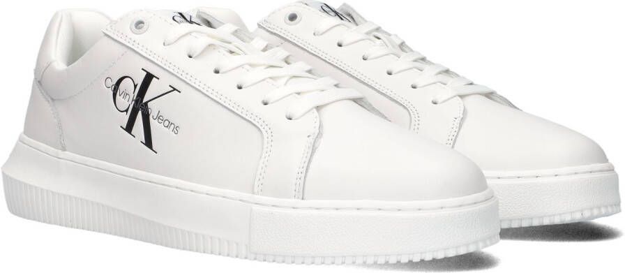 Calvin Klein Jeans Chunky Leren Sneakers met Rubberen Zool White Heren