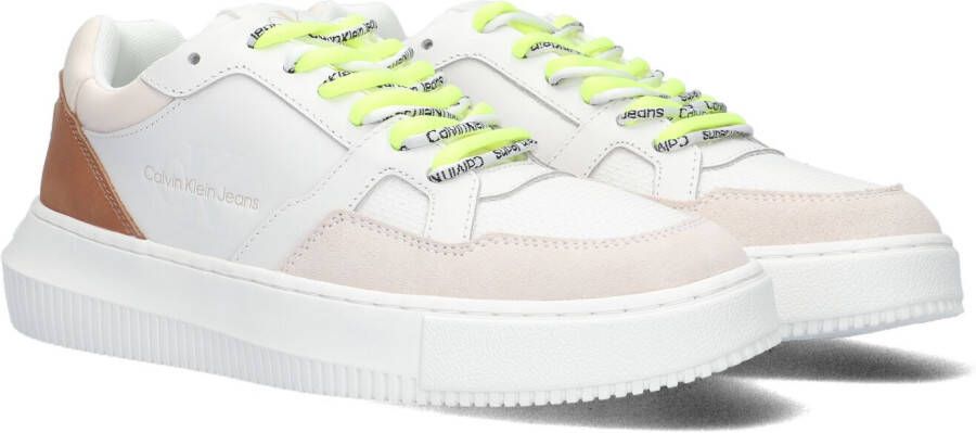 Calvin Klein Chunky Cupsole Fluo Contrast Lage sneakers Leren Sneaker Dames Wit