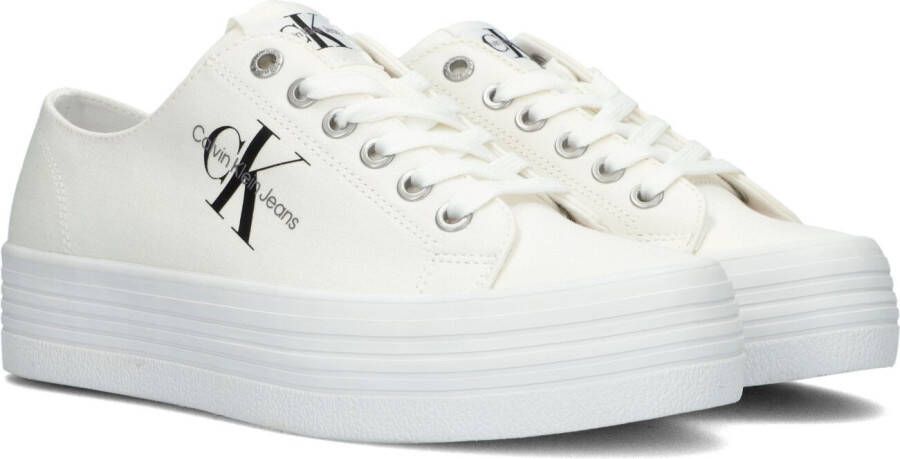 Calvin Klein Witte Lage Sneakers Vulcanized Flatform Laceup