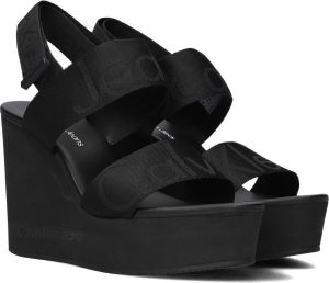 Calvin Klein Wedge Sandal Webbing Sandalen Met Sleehak Dames Zwart