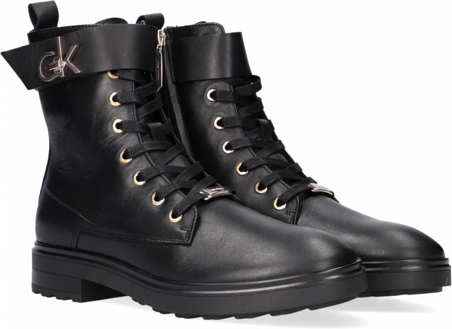 Zwarte leren veterboots dames cheap