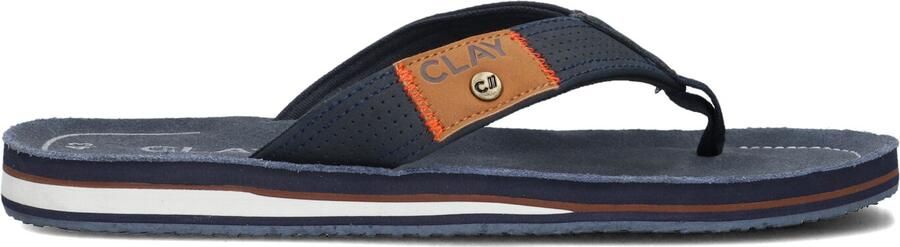 Clay Blauwe Leren Heren Slippers - Foto 5
