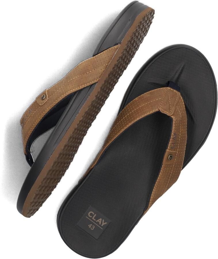 CLAY Slippers Heren 004 Maat: 46 Materiaal: Leatherlook Kleur: Cognac
