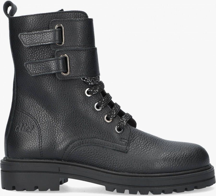 Clic! 20401 Piamonte leren veterboots met siergesp zwart