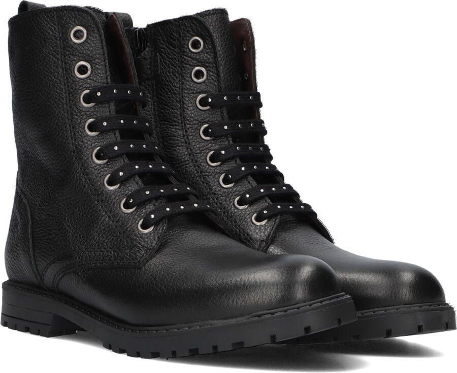 Clic! 9584 Veterboots Laarzen Met Veters Meisjes Kids Zwart