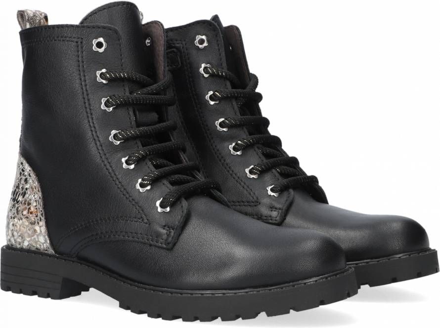 Clic! Cl-20231 Veterboots Laarzen Met Veters Meisjes Zwart