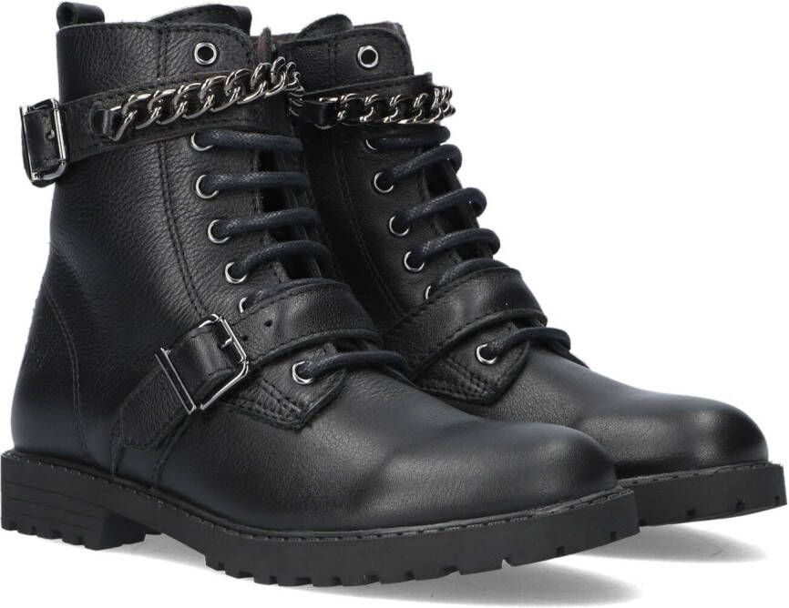 Clic! Cl-20459 Veterboots Laarzen Met Veters Meisjes Zwart