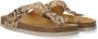 Develab 48202 leren teenslippers met panterprint beige goud - Thumbnail 1