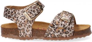 Develab 48224 leren sandalen met panterprint goud