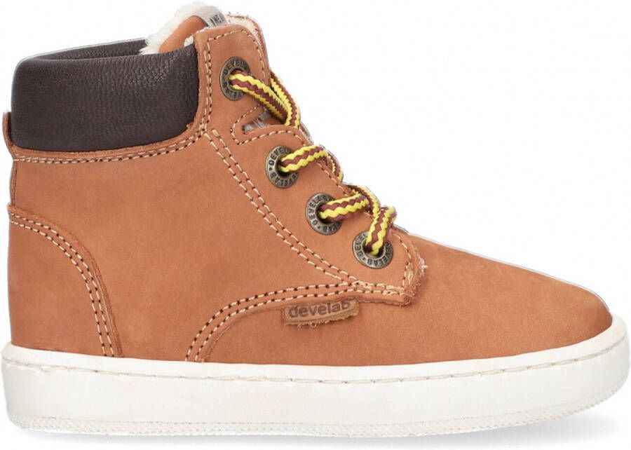 Develab 41855 nubuck veterboots cognac Bruin Leer Effen 25