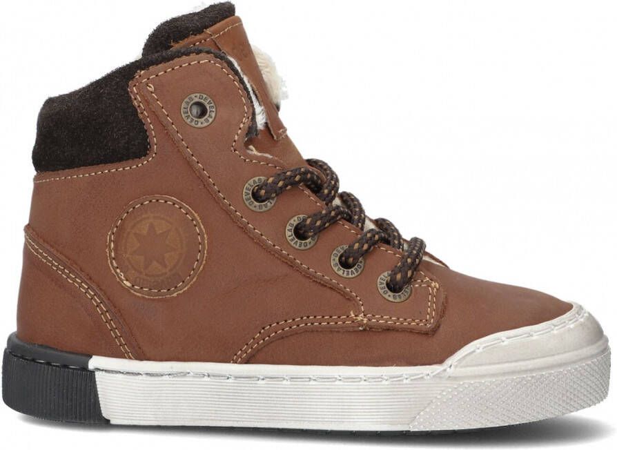 Develab 46163 Hoge sneakers Leren Sneaker Jongens Kids Cognac