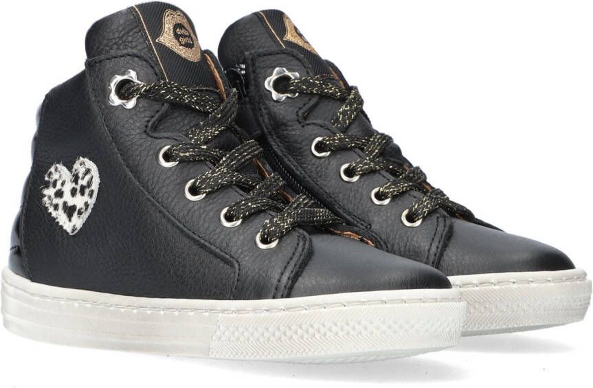 Develab 41620 Hoge sneakers Leren Sneaker Meisjes Zwart - Schoenen.nl