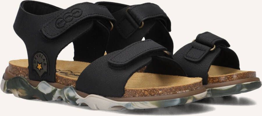 Develab Velcro Sandalen zwart Imitatieleer