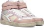 Retro Sneaker Magic Basket Mid Icona Hoge sneakers Leren Sneaker Roze - Thumbnail 1