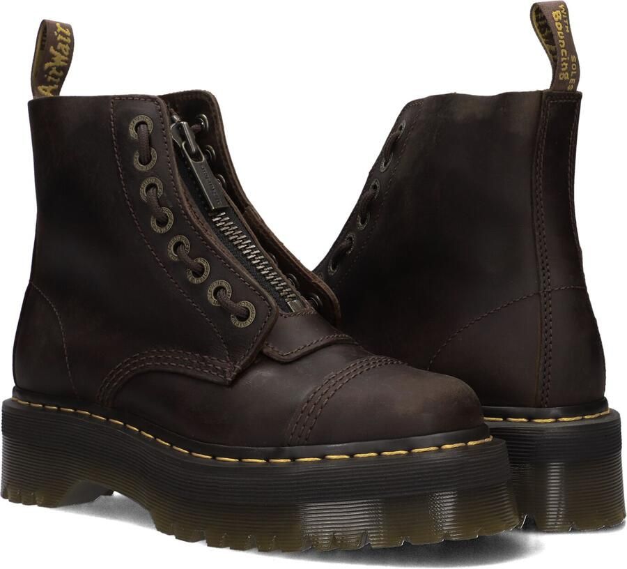 Dr. Martens Sinclair leren enkelboots met plateauzool donkerbruin crazy horse - Foto 3