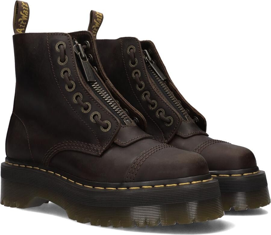 Dr. Martens Sinclair leren enkelboots met plateauzool donkerbruin crazy horse