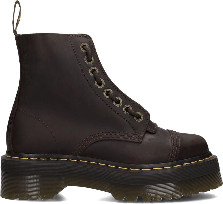 Dr. Martens Sinclair leren enkelboots met plateauzool donkerbruin crazy horse - Foto 2