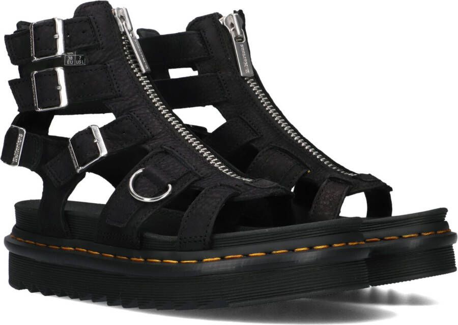 Dr. Martens Zwarte Leren Plateau Sandalen met Rits Black Dames