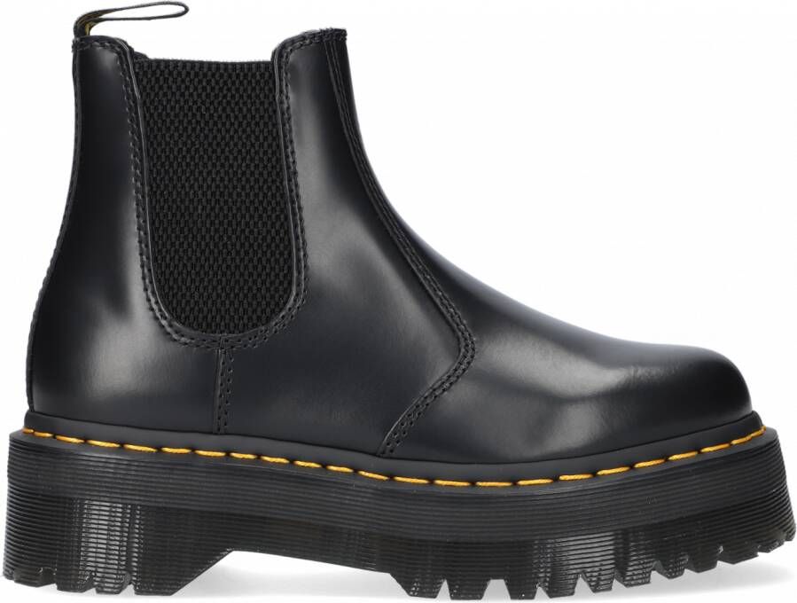 Dr. Martens Zwarte Leren Laarzen met Elastische Inzetstukken Black