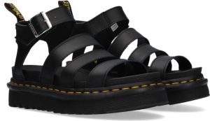 Dr. Martens Zwarte Leren Sandalen met Verstelbare Enkelband Zwart Dames