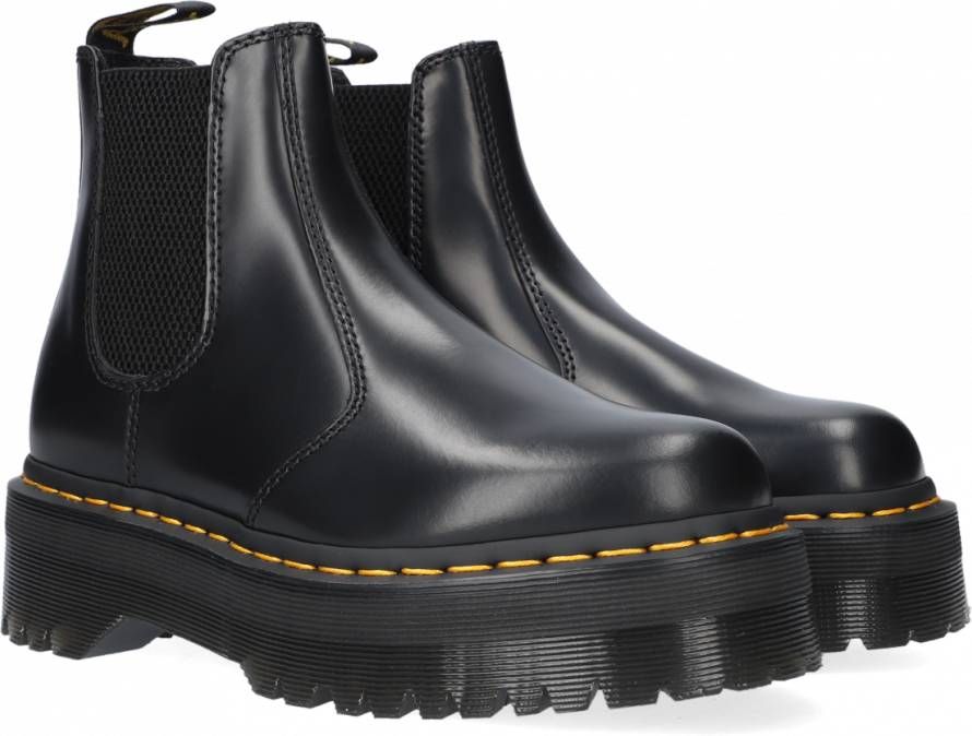 Dr. Martens Zwarte Leren Laarzen met Elastische Inzetstukken Black Dames