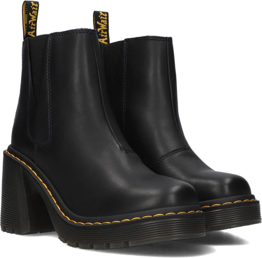 Dr. Martens Zwarte Leren Laarzen met Elastische Inzetstukken Black Dames
