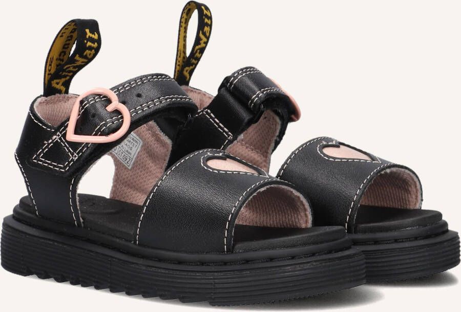 Dr. Martens Marlowe Hearts T leren sandalen Black + Powder Pink T Lamper